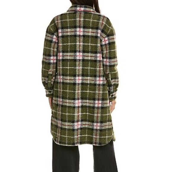 AllSaints Tia Plaid Wool-Blend Coat Size 2 Green Check - Picture 15 of 15